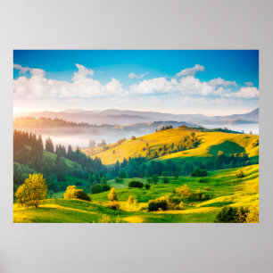 Póster Gran paisaje de campo a la luz de la mañana. Loca