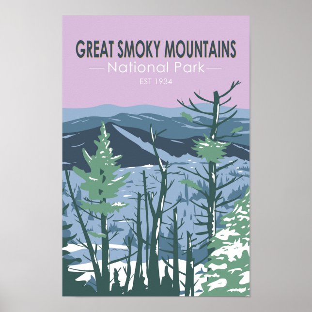 Póster Gran Parque Nacional de Montañas Smoky Retro (Frente)
