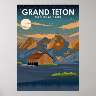 Póster Gran Parque Nacional de Teton Poster de Viajes Vin