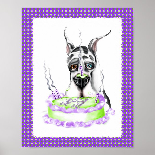 Póster Gran pastel de cumpleaños de Dane Harlequin (Frente)