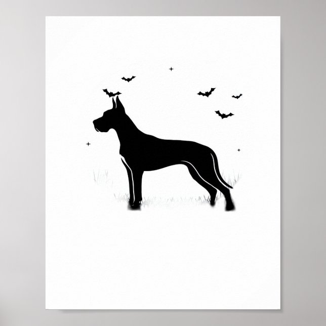 Póster Gran Perro Dane - Clásico de Silhouette Moon de Ha (Frente)