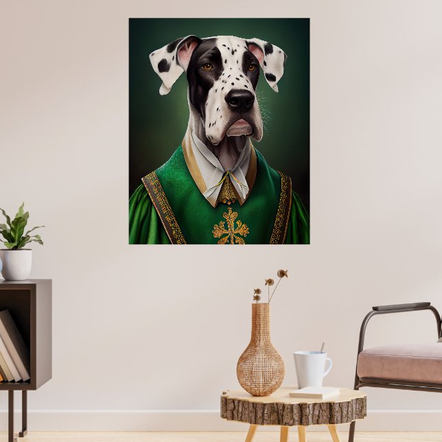Póster Gran perro danés con vestido del Día de San Patric (Salón 3)
