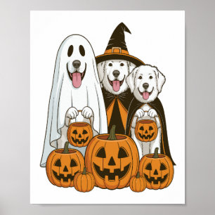 Póster Gran Perro Pirineo Bruja Fantasma Halloween Combin