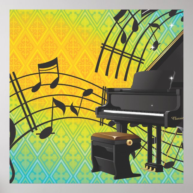 Póster Gran personalizado de piano (Frente)