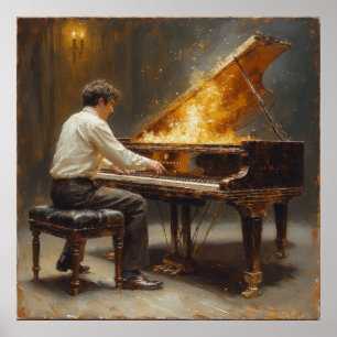Póster Gran Piano Actuación Ardiente