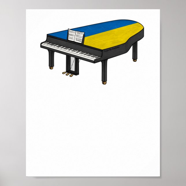 Póster Gran Piano Bandera Ucraniana Pianista Músico Stick (Frente)