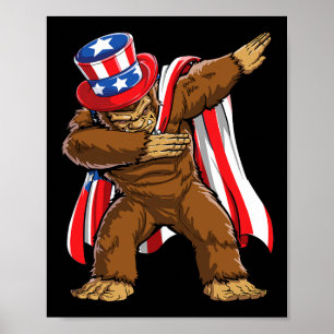 Póster Gran Pie 4 De Julio Sasquatch Bandera Estadouniden