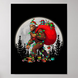 Póster Gran pie de árbol de navidad Santa enciende divert