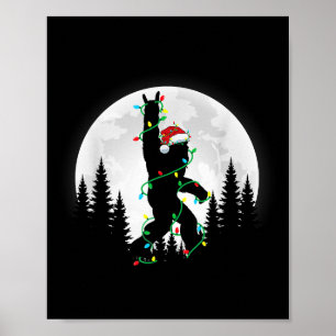 Póster Gran pie de árbol de navidad Santa enciende divert