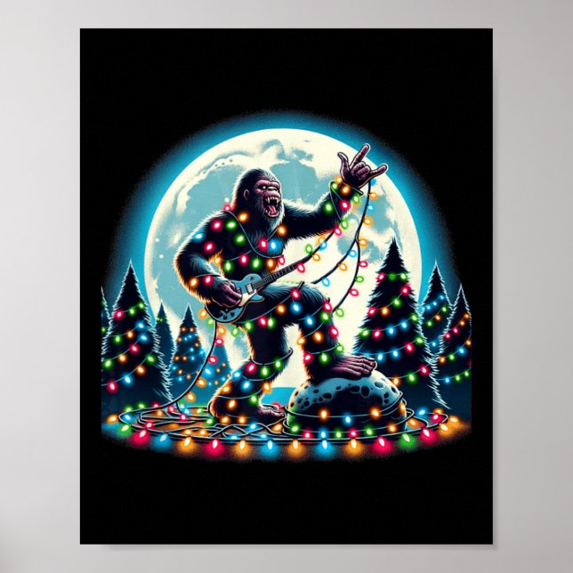 Póster Gran pie de árbol de navidad Santa enciende divert (Frente)