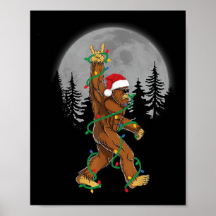 Póster Gran pie de árbol de navidad Santa enciende divert
