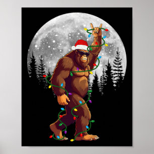 Póster Gran pie de árbol de navidad Santa enciende divert