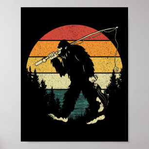 Póster Gran Pie de Pescado Divertido Sasquatch Pescado At