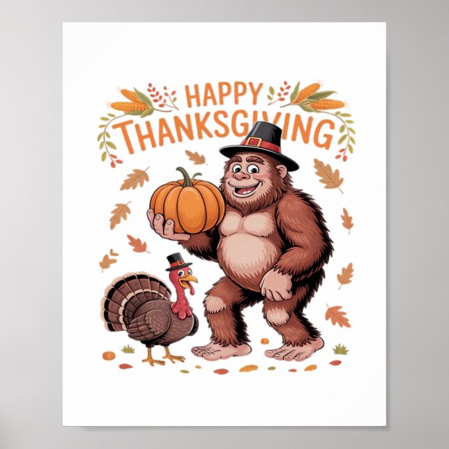 Póster Gran pie de Turquía Calabaza Día de Acción de Grac (Frente)