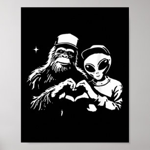 Póster Gran pie y ajeno corazón manos Funny Valentines Bi