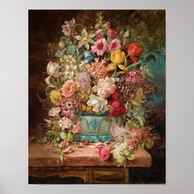 Póster Gran pieza de flores por Hans Zatzka - poster (Frente)