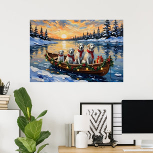 Póster Gran Pirineo Barco de Navidad Vacaciones