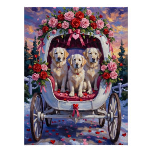 Póster Gran Pirineo Perro Día de San Valentín