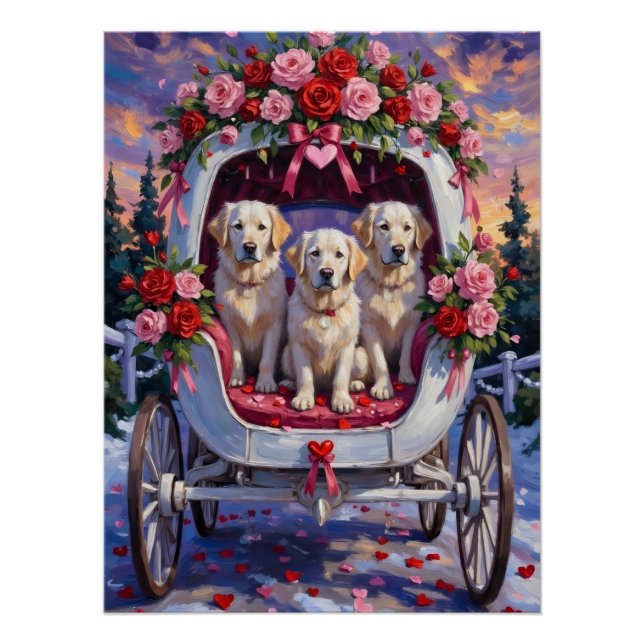 Póster Gran Pirineo Perro Día de San Valentín (Anverso)