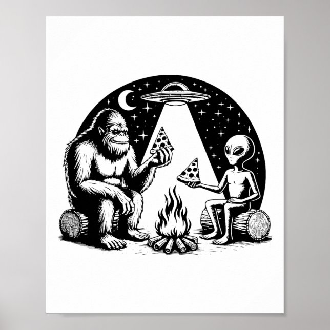 Póster Gran Pizza de Alien de Ovni de Pie de Campamento d (Frente)