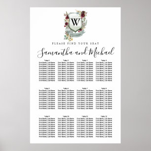 Póster Gran placa de asiento de 12 mesas del Escudo de fl