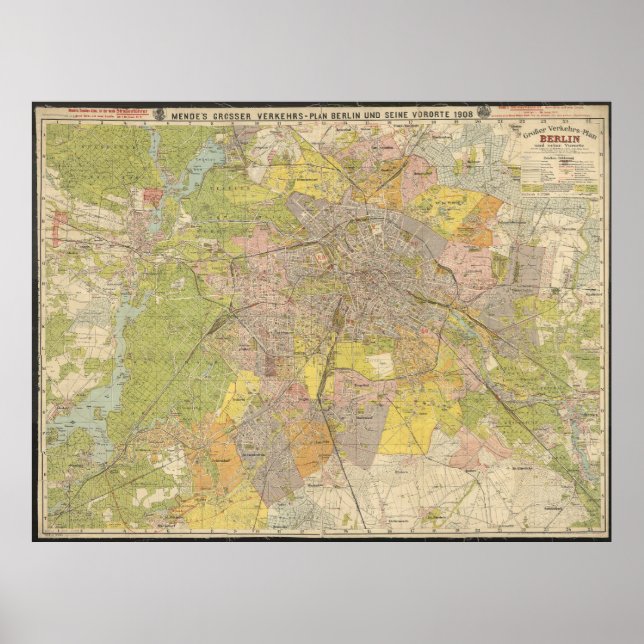 Póster Gran Plan de Tráfico Berlín 1908 – Mapa Histórico  (Frente)