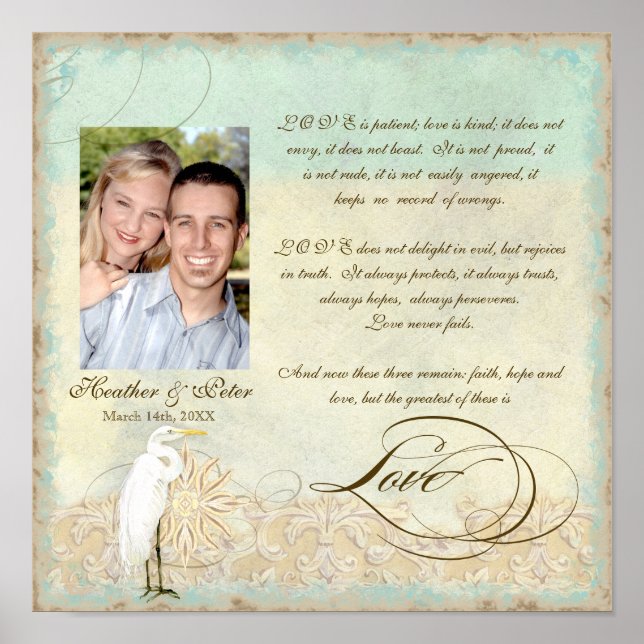 Póster Gran playa costera de Egret - Boda personalizado (Frente)