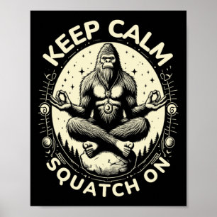 Póster Gran Pose de Yoga de Pie Bigfoot Sasquatch Diverti