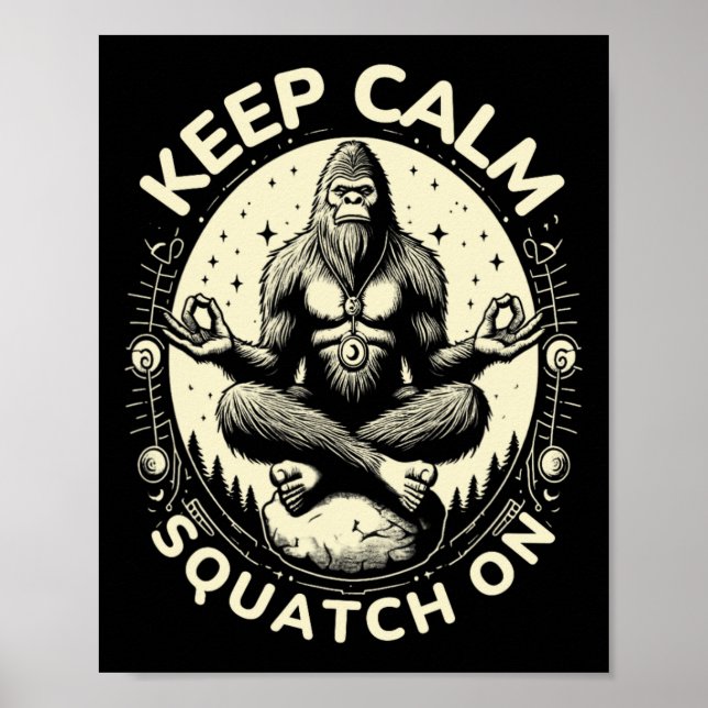 Póster Gran Pose de Yoga de Pie Bigfoot Sasquatch Diverti (Frente)