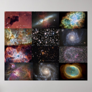 Póster Gran Poster con 12 fotos de Hubble Deep Sky
