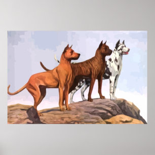 Póster Gran Poster danés pintado de época