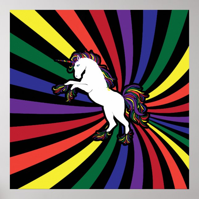 Póster Gran Poster de arco iris unicornio (Frente)