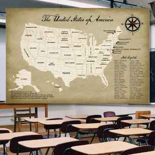 Póster Gran Poster de Ayuda en Mapa de Muro de Estados Un