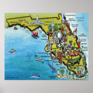 Póster Gran Poster de mapas de Personalizados de Florida