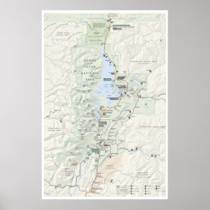 Póster Gran poster de mapas de Teton