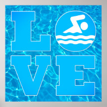 Gran Poster de Piscina de Swim LOVE para nadadores