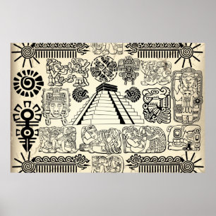 Póster Gran Poster de símbolos mayas