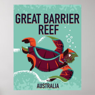 Póster Gran poster de viajes vintage de Barrier Reef.