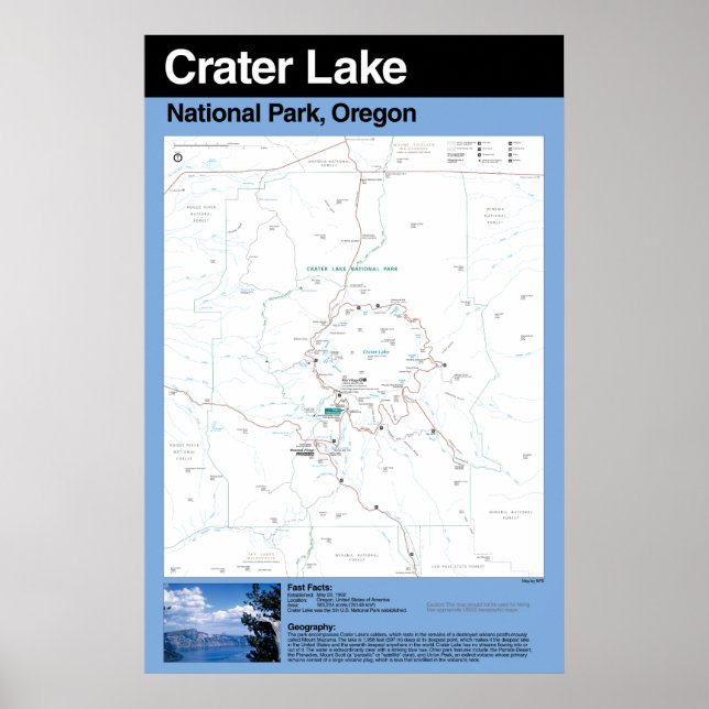 Póster Gran Poster del Parque Nacional Crater Lake (Frente)