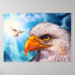Póster Gran Poster potente de águila calva