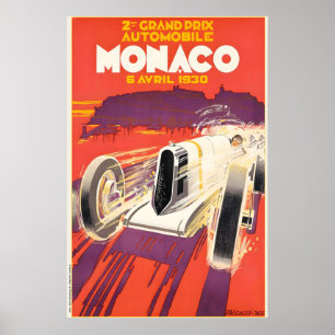 Póster Gran Premio 1930 Carreras De Automóviles Mónaco Fr
