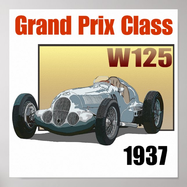 Póster Gran Premio de 1937 Clase W125 (Frente)