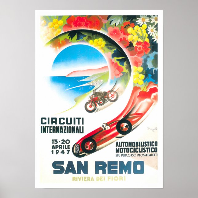 Póster Gran Premio de Italia de San Remo de 1947 (Frente)