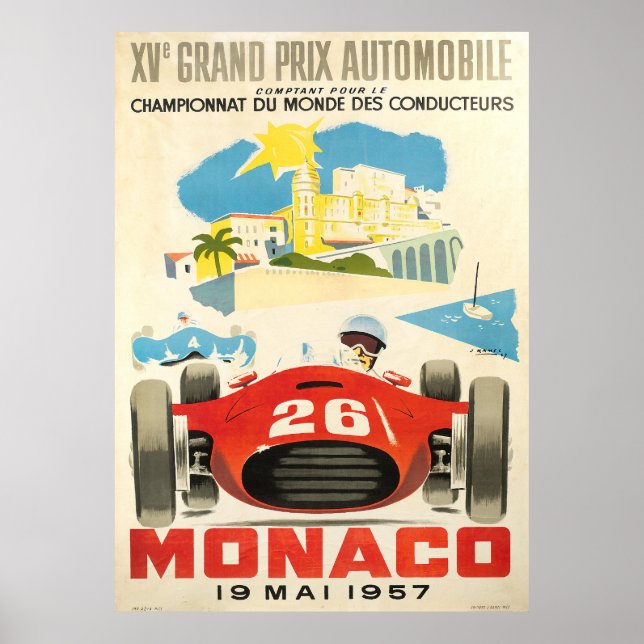 Póster Gran Premio de Mónaco de 1957 (Frente)