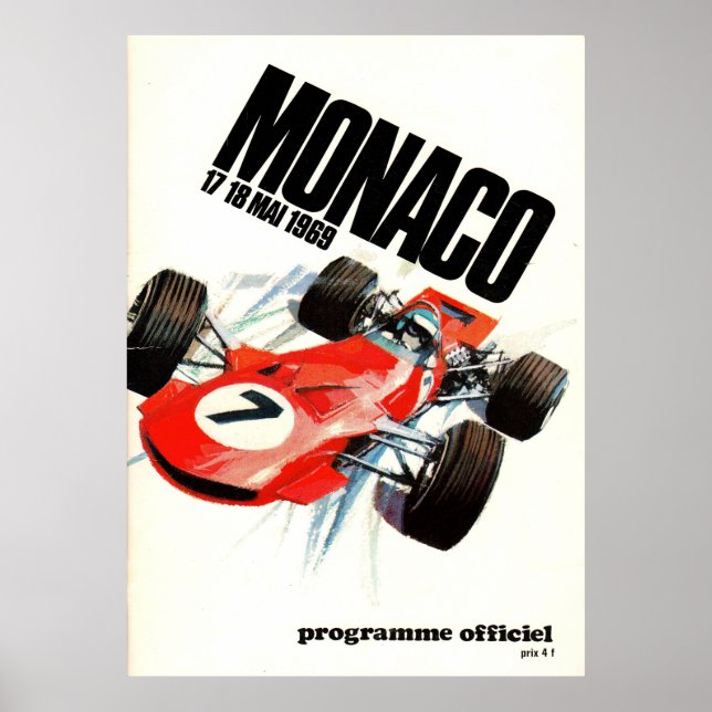 Póster Gran Premio de Mónaco de 1969 (Frente)