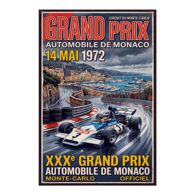 Póster Gran Premio de Mónaco Retro Racing (Anverso)