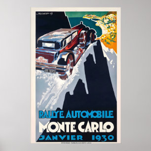 Póster Gran Premio de Montecarlo 1930 Coche de Carreras M