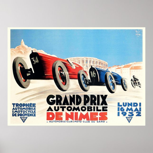 Póster Gran Premio de Nimes de 1932 Poster de Carreras de (Frente)
