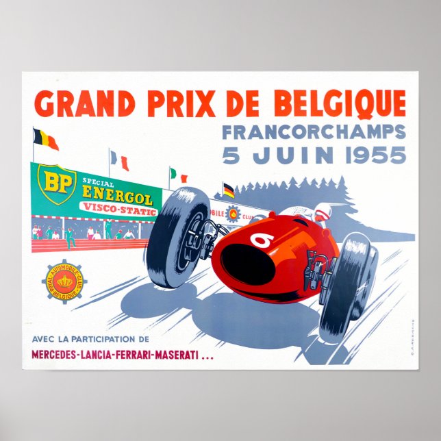 Póster Gran Premio de Spa de 1955 (Frente)