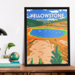 Póster Gran Primavera Primaria del Parque Nacional Yellow<br><div class="desc">Diseño de arte vectorial de Yellowstone Forest. El parque cuenta con espectaculares cañones,  ríos alpinos,  exuberantes bosques,  aguas termales y géisers,  incluyendo su más famoso,  Old Faithful.</div>